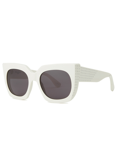 Alaïa Studded Oversized Cat-eye Sunglasses, Sunglasses, Beige, Cat-eye In White