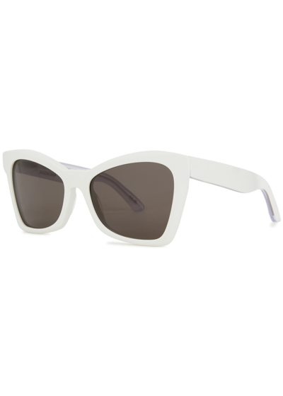 Balenciaga Oversized Cat-eye Sunglasses, Sunglasses, White, Cat-eye