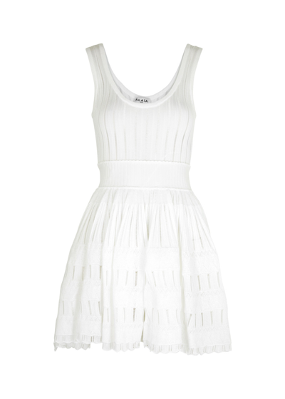 Alaïa Fluid Knitted Mini Dress In White
