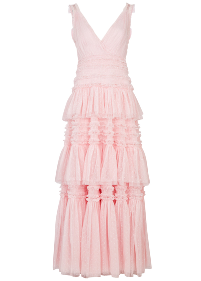 Needle & Thread Candice Ruffled Tulle Gown In Pink