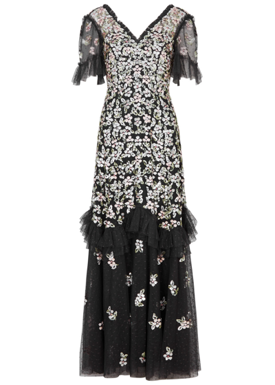 Needle & Thread Raina Sequin-embellished Tulle Gown In Black