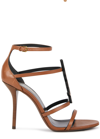 Saint Laurent Cassandra 100 Strappy Sandals In Tan