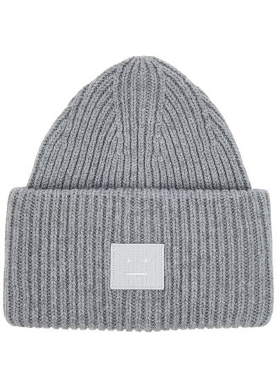 Acne Studios Pansy Ribbed Wool Beanie In Grey