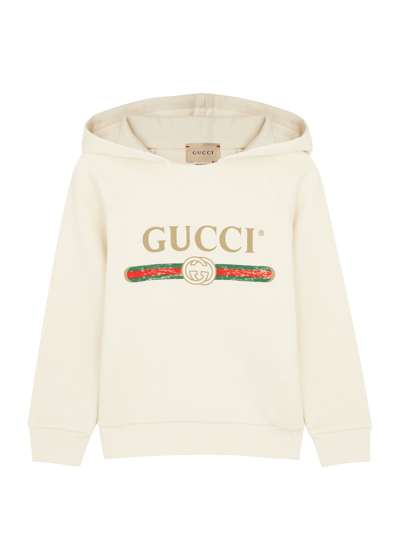 Gucci Kids Logo-print Hooded Cotton Sweatshirt (4-10 Years) In White