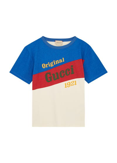 Gucci Kids Panelled Logo Cotton T-shirt In Multi