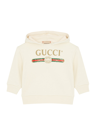 Gucci Kids Logo-print Hooded Cotton Sweatshirt (6-36 Months) In Yellow