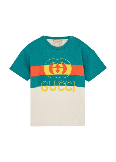 Gucci Kids Panelled Logo Cotton T-shirt (6-36 Months) In Multi
