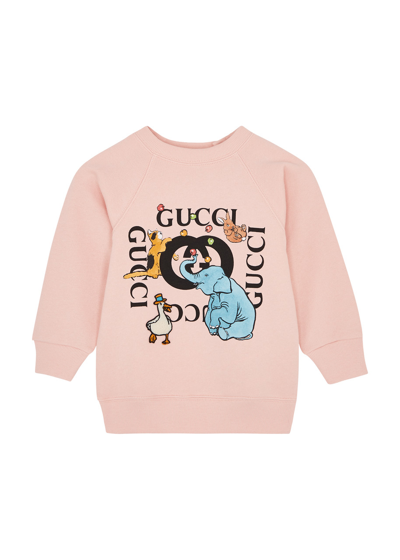 Gucci Kids Printed Cotton Sweatshirt In Pink