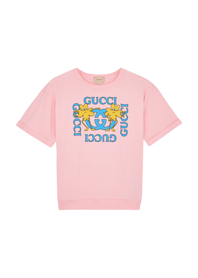 Gucci Kids Logo-print Cotton T-shirt In Pink