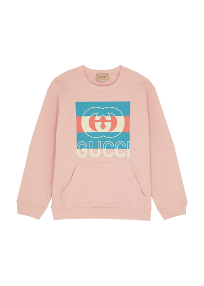 Gucci Kids Logo Cotton Sweatshirt (4-10 Years) In Neutral