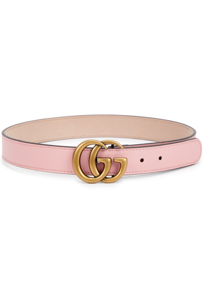 Gucci Kids Gg Leather Belt In Pink