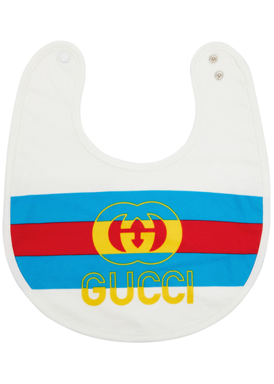 Gucci Babies' Kids Gg Logo-print Cotton Bib In White