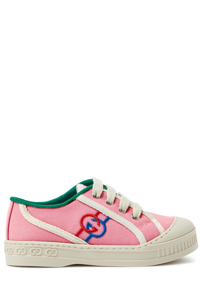 Gucci Kids Gg-embroidered Canvas Trainers In Pink