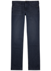 Paige Mens Jenkins Lennox Belt-loop Slim-fit Stretch-denim Jeans In Mid Blu