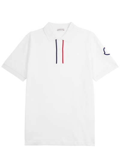 Moncler Piqué Cotton Polo Shirt In White