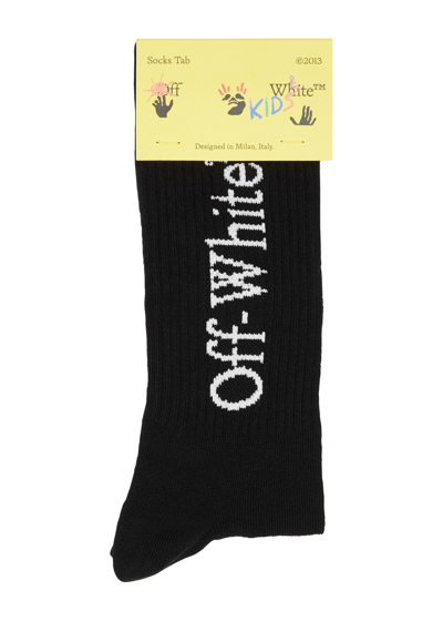 Off-white Kids Arrow Cotton-blend Socks In Black