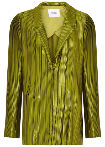 Galvan Nuage Pleated Blazer In Olive