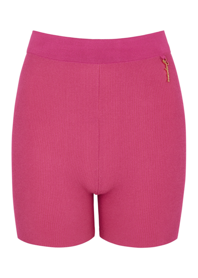 Jacquemus Le Short Pralu Ribbed-knit Shorts, Shorts, Pink