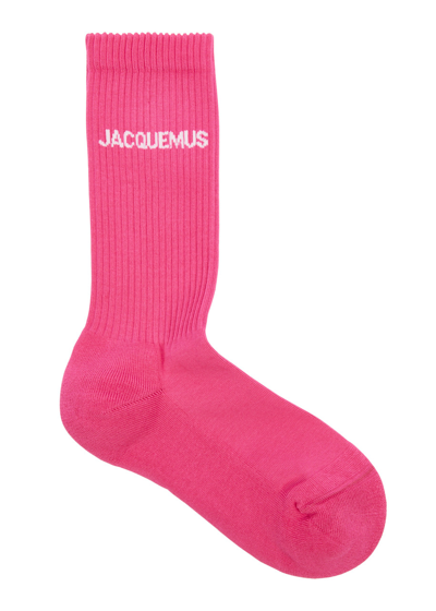 Jacquemus Les Chaussettes Logo Cotton-blend Socks, Socks, Dark Pink