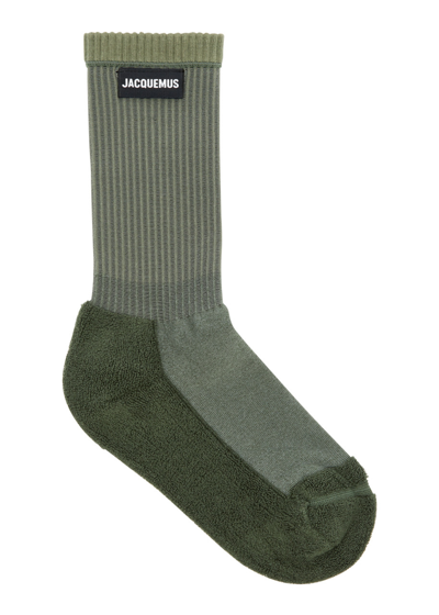 Jacquemus Les Chaussettes Lenver Cotton-blend Socks, Socks, Khaki In Green