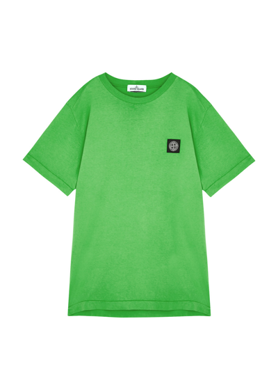 Stone Island Kids Logo Cotton T-shirt (10-12 Years) In Green