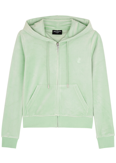 Juicy Couture Classic Dressing Gownrtson Hooded Velour Sweatshirt In Green