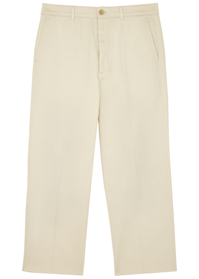 Gucci Cropped Straight-leg Cotton Trousers In Neutral