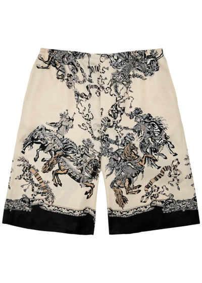 Gucci Printed Silk-satin Shorts In Neutral
