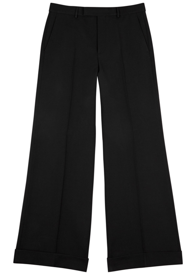 Gucci Wide-leg Wool Trousers In Black