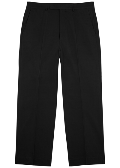 Gucci Cropped Straight-leg Cotton-blend Trousers In Black