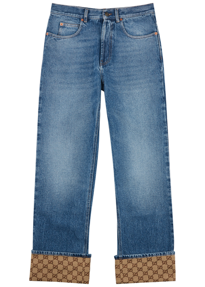 Gucci Gg Supreme Straight-leg Jeans In Blue