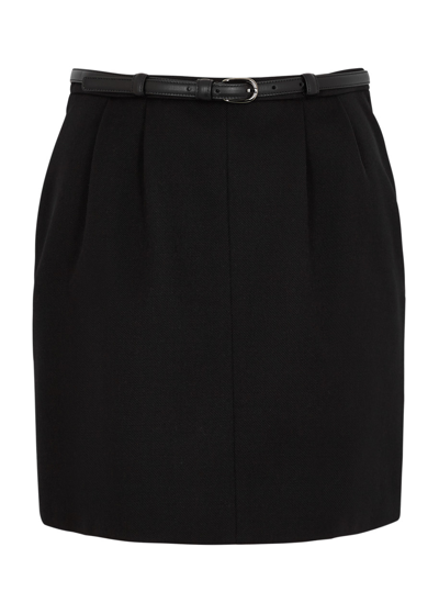 Saint Laurent Belted Wool Mini Skirt In Black