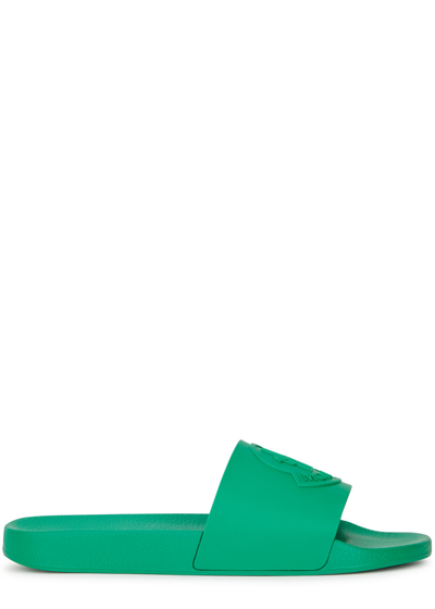 Moncler Basile Logo Rubber Sliders In Green