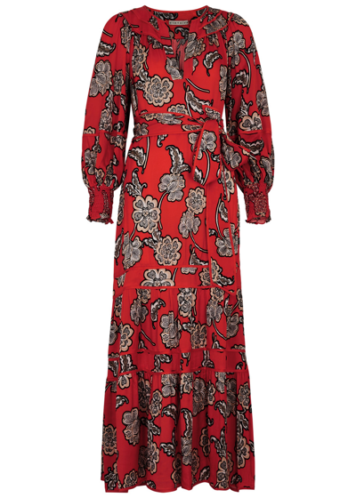 Alice And Olivia Lyla Floral-print Midi Dress In Red