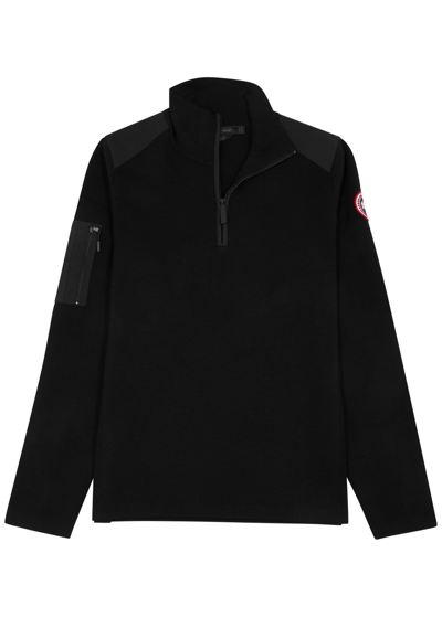 Canada Goose Stormont Panelled Half-zip Wool Sweatshirt In Black