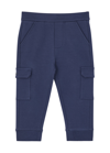 Moncler Kids Blue Logo-patch Stretch Jersey Cargo Trousers In Navy