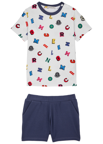 Moncler Kids Printed Stretch-cotton T-shirt And Shorts Set In White Other