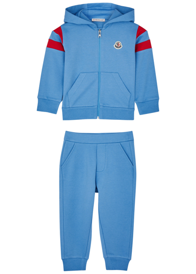 Moncler Babies' Kids Logo Stretch-cotton Tracksuit In Blue
