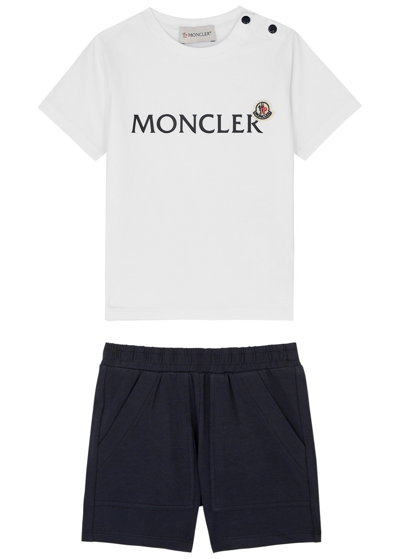 Moncler Kids Stretch-cotton T-shirt And Shorts Set In White Other