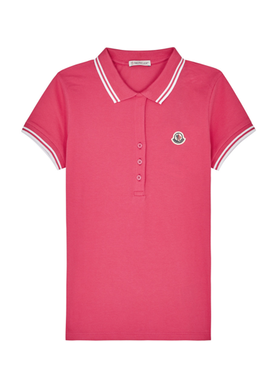 Moncler Kids Stretch-cotton Polo Shirt (8-10 Years) In Pink