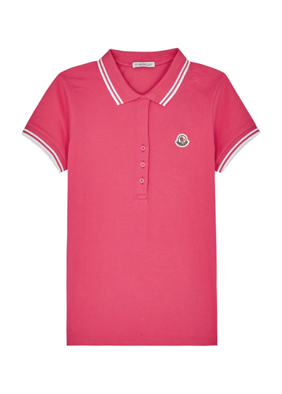 Moncler Kids Stretch-cotton Polo Shirt (12-14 Years) In Pink
