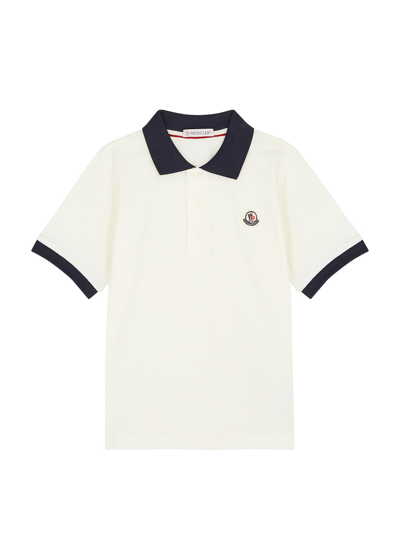 Moncler Kids Piqué Cotton Polo Shirt (8-10 Years) In White Other