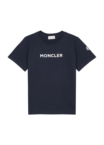 Moncler Kids Logo Cotton T-shirt (8-10 Years) In Navy