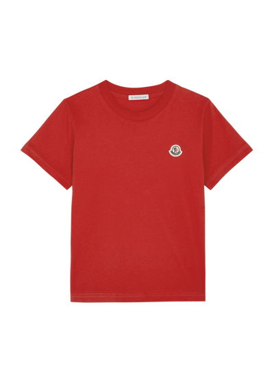 Moncler Kids Logo Cotton T-shirt (8-10 Years) In Red