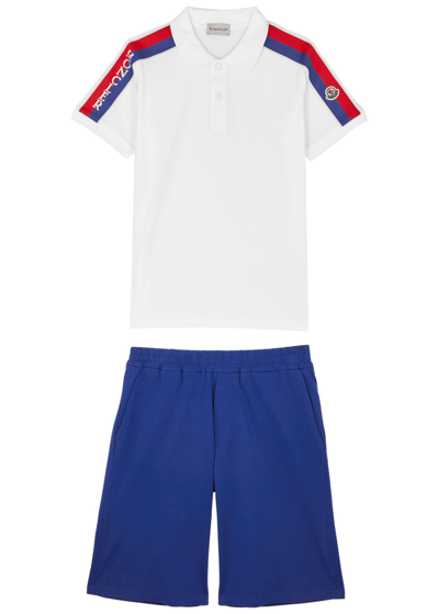 Moncler Kids Cotton Polo Shirt And Shorts Set (12-14 Years) In White Other