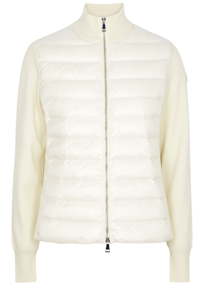 Moncler Quilted Shell And Wool Jacket In Ivory