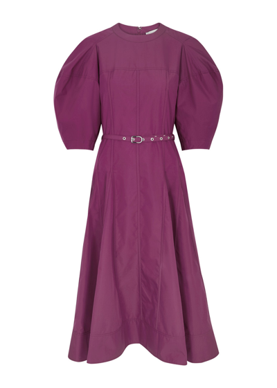 3.1 Phillip Lim Puff Sleeve Belted Godet Midi Dress Mulberry 4