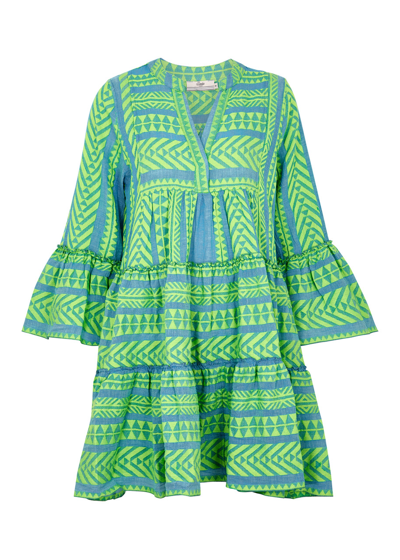 Devotion Twins Devotion Ella Embroidered Cotton-blend Mini Dress In Green