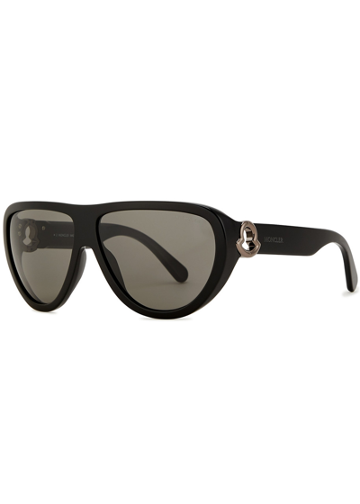 Moncler D-frame Sunglasses, Designer Sunglasses, Designer Stamped Arms In Black