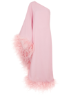 TALLER MARMO UBUD ONE-SHOULDER FEATHER-TRIMMED MAXI DRESS